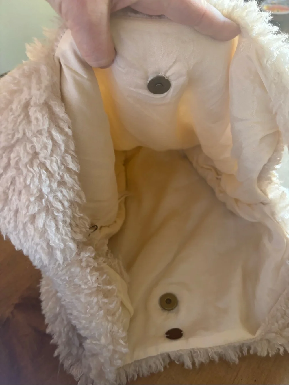 FP One Cream Faux Sherpa Tote Bag Teddy Texture Boho Minimalist Cottagecore